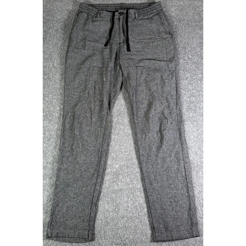 Banana Republic Linen Cotton Pants Men 32x32 Preppy Navy Athletic Fit Drawstring
